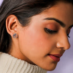 Oxidised Silver Sphere Leaf Studs