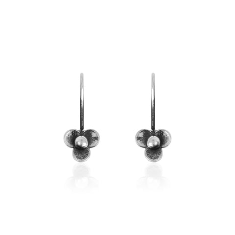 Oxidised Silver Clover Earrings