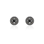 Oxidised Silver Black Boho Studs