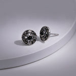 Oxidised Silver Black Boho Studs