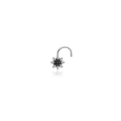 Oxidised Silver Flower Blossom Nose Pin