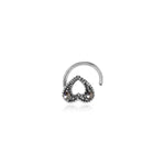 Oxidised Silver Elegant Heart Nose Pin