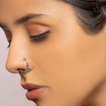 Oxidised Bead Flower Nose Ring