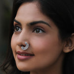 Oxidised Silver Ethnic Nose Ring (Nath)
