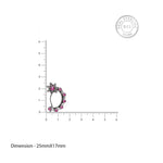Oxidised Silver Pink Flower Crescent Nose Pin