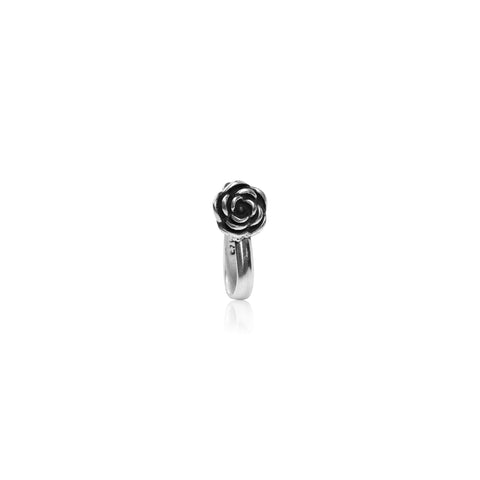 Oxidized Silver Rose Nose Pin (Clip On)