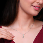 Oxidised Silver Unwind Moon Pendant with Box Chain