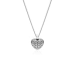 Oxidised Silver Charming Heart Pendant with Box Chain