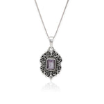 Oxidised Purple Elegance Pendant with Box Chain