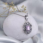 Oxidised Purple Elegance Pendant with Box Chain