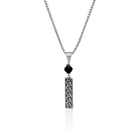 Oxidised Silver Rectangle Drop Pendant