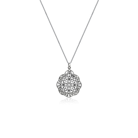 Oxidised Mandala Pendant with Box Chain