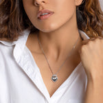 Oxidized Silver Love Pendant with Box Chain