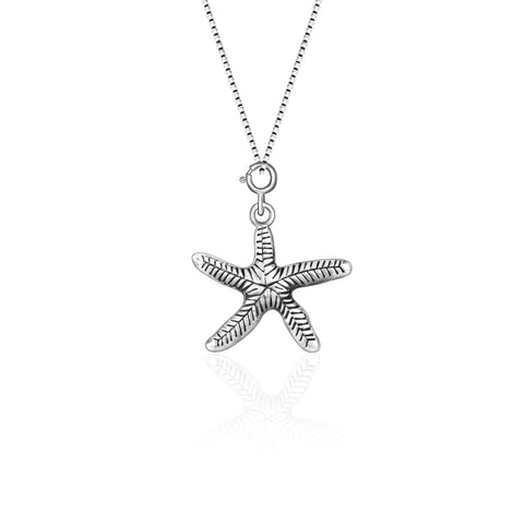 Silver Nature Starfish Pendant with Box Chain