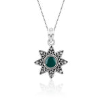 Oxidised Silver Green Star Pendant with Box Chain