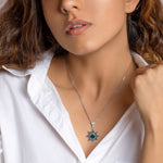 Oxidised Silver Green Star Pendant with Box Chain