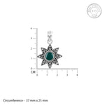Oxidised Silver Green Star Pendant with Box Chain