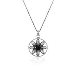 Oxidised Silver Star Studded Black Pendant