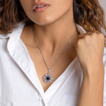 Oxidised Silver Star Studded Black Pendant