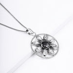 Oxidised Silver Star Studded Black Pendant