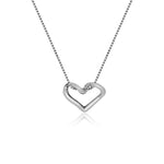 Oxidized Silver Heart Pendant With Box Chain