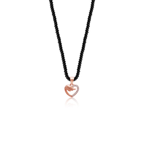 Silver Feather Heart Mangalsutra