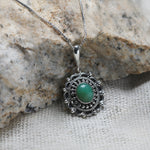 Oxidised Green Tribal Pendant with Box Chain