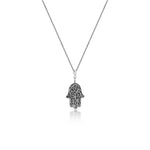 Oxidised Silver Hamsa Pendant