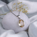 Oxidised Yellow Oval Pendant with Box Chain