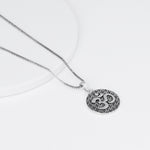 Oxidized Silver Om Pendant with Box Chain For Him
