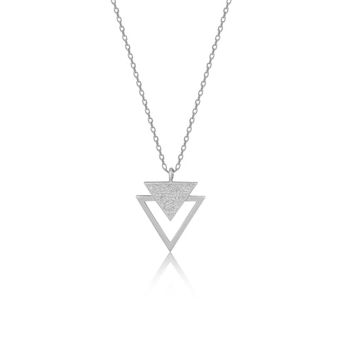 Silver Trine Pendant with Link Chain