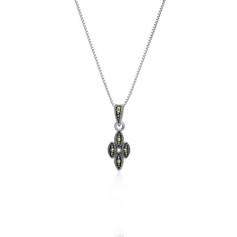Oxidised Silver Dangling Leaf Pendant with Box Chain