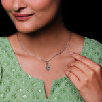 Oxidised Silver Dangling Leaf Pendant with Box Chain