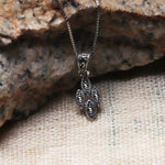 Oxidised Silver Dangling Leaf Pendant with Box Chain