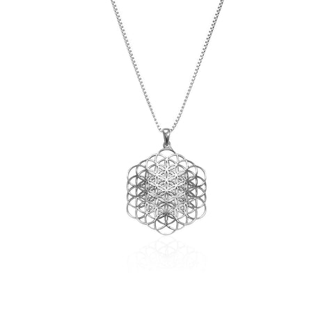 Oxidised Silver Mesh Pendant with Box Chain