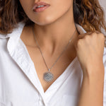 Oxidised Silver Mesh Pendant with Box Chain