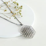 Oxidised Silver Mesh Pendant with Box Chain