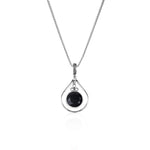 Oxidised Silver Black Drop Pendant with Box Chain