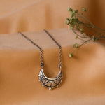 Oxidised Silver Tribal Crecsent Necklace