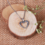 Oxidised Silver Minimal Heart Pendant with Box Chain