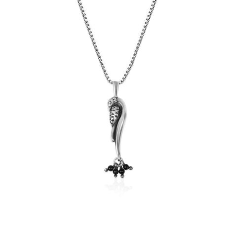 Oxidised Silver Parrot Pendant with Box Chain