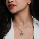 Oxidised Silver Triple Trinket Pendant with Box Chain