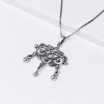 Oxidised Silver Triple Trinket Pendant with Box Chain
