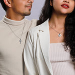 Oxidised Silver Love Key Couple Pendant with Box Chain