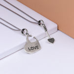 Oxidised Silver Cupid Love Couple Pendant with Box Chain