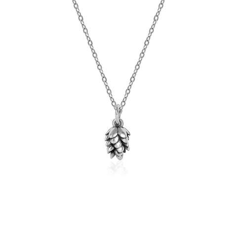 Oxidised Silver Pinecone Pendant with Box Chain