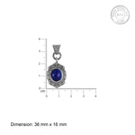 Oxidised Silver Royal Blue Ethnic Pendant With Box Chain