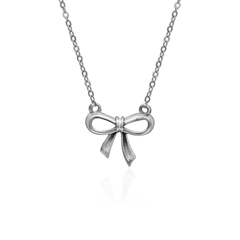 Oxidised Silver Bow Necklace