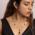 Silver Minimal Bead Tassel Necklace