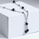 Silver Minimal Bead Tassel Necklace